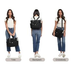 Baggallini Women 3-in-1‎ Convertible Backpack RFID Phone Wristlet Black Carry On